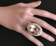 Load image into Gallery viewer, 36.25 Carats Exquisite Natural Morganite and Diamond 14K Solid Yellow Gold Ring