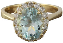 Load image into Gallery viewer, 2.75 Carats Exquisite Natural Aquamarine and Diamond 14K Solid Yellow Gold Ring
