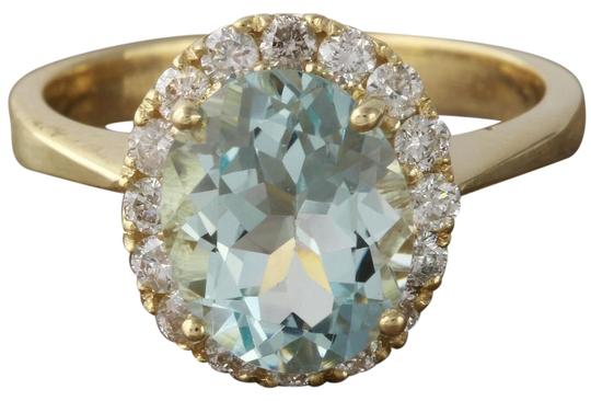 2.75 Carats Exquisite Natural Aquamarine and Diamond 14K Solid Yellow Gold Ring