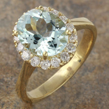 Load image into Gallery viewer, 2.75 Carats Exquisite Natural Aquamarine and Diamond 14K Solid Yellow Gold Ring