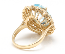 Load image into Gallery viewer, 11.40 Carats Exquisite Natural Aquamarine and Diamond 14K Solid Yellow Gold Ring