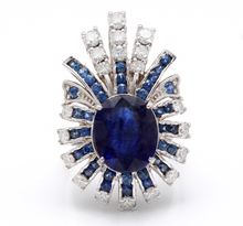 Load image into Gallery viewer, 10.25 Carats Exquisite Natural Blue Sapphire and Diamond 14K Solid White Gold Ring
