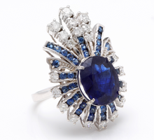 Load image into Gallery viewer, 10.25 Carats Exquisite Natural Blue Sapphire and Diamond 14K Solid White Gold Ring
