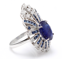 Load image into Gallery viewer, 10.25 Carats Exquisite Natural Blue Sapphire and Diamond 14K Solid White Gold Ring