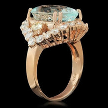 Load image into Gallery viewer, 9.80 Carats Natural Aquamarine and Diamond 14K Solid Rose Gold Ring