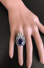 Load image into Gallery viewer, 10.25 Carats Exquisite Natural Blue Sapphire and Diamond 14K Solid White Gold Ring