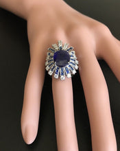Load image into Gallery viewer, 10.25 Carats Exquisite Natural Blue Sapphire and Diamond 14K Solid White Gold Ring