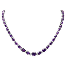 Load image into Gallery viewer, 36.30Ct Natural Amethyst and Diamond 14K Solid White Gold Necklace