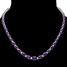 Load image into Gallery viewer, 36.30Ct Natural Amethyst and Diamond 14K Solid White Gold Necklace