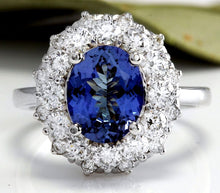 Load image into Gallery viewer, 3.55 Carats Natural Very Nice Looking Tanzanite and Diamond 14K Solid White Gold Ring
