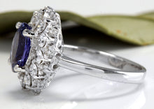 Load image into Gallery viewer, 3.55 Carats Natural Very Nice Looking Tanzanite and Diamond 14K Solid White Gold Ring