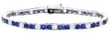 Load image into Gallery viewer, 9.00 Natural Blue Sapphire and Diamond 18K Solid White Gold Bracelet