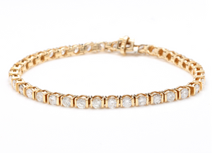 Very Impressive 5.70 Carats Natural Diamond 14K Solid Yellow Gold Bracelet