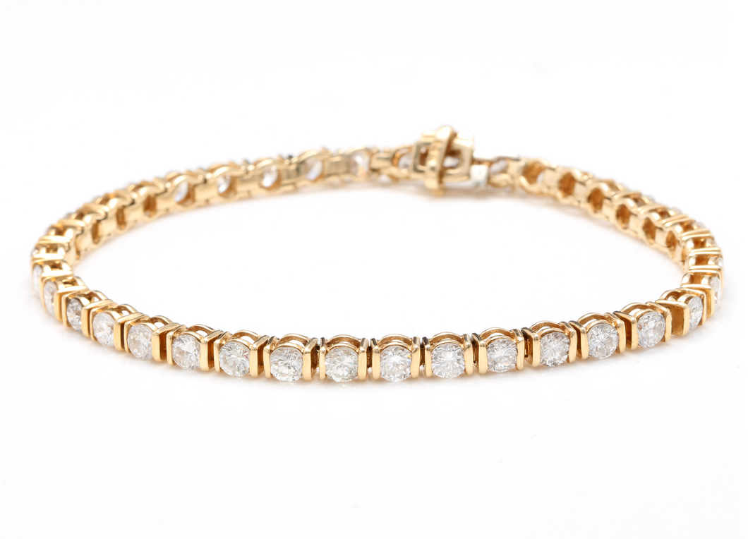 Very Impressive 5.70 Carats Natural Diamond 14K Solid Yellow Gold Bracelet