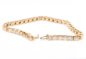 Very Impressive 5.70 Carats Natural Diamond 14K Solid Yellow Gold Bracelet
