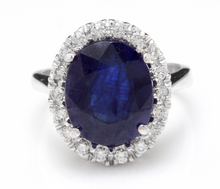 Load image into Gallery viewer, 8.35 Carats Natural Sapphire and Diamond 14K Solid White Gold Ring