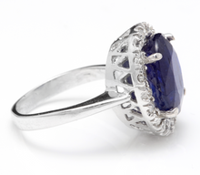 Load image into Gallery viewer, 8.35 Carats Natural Sapphire and Diamond 14K Solid White Gold Ring