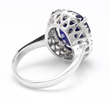 Load image into Gallery viewer, 8.35 Carats Natural Sapphire and Diamond 14K Solid White Gold Ring