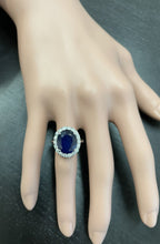 Load image into Gallery viewer, 8.35 Carats Natural Sapphire and Diamond 14K Solid White Gold Ring
