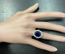 Load image into Gallery viewer, 8.35 Carats Natural Sapphire and Diamond 14K Solid White Gold Ring
