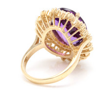 Load image into Gallery viewer, 10.40 Carats Natural Impressive Amethyst and Diamond 14K Yellow Gold Ring