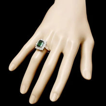 Load image into Gallery viewer, 4.30 Carats Natural Green Tourmaline and Diamond 14K Solid White Gold Ring