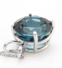 Load image into Gallery viewer, 9.35 Carat Natural London Blue Topaz 14K Solid White Gold Pendant with Chain