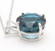 Load image into Gallery viewer, 9.35 Carat Natural London Blue Topaz 14K Solid White Gold Pendant with Chain