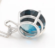 Load image into Gallery viewer, 9.35 Carat Natural London Blue Topaz 14K Solid White Gold Pendant with Chain