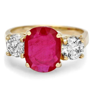 5.00 Carats Red Ruby and Natural Diamond 14k Solid Yellow Gold Ring