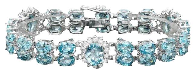 45.50 Natural Zircon and Diamond 14K Solid White Gold Bracelet