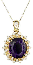 Load image into Gallery viewer, 8.70Ct Natural Amethyst and Diamond 14K Solid Yellow Gold Necklace