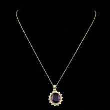 Load image into Gallery viewer, 8.70Ct Natural Amethyst and Diamond 14K Solid Yellow Gold Necklace