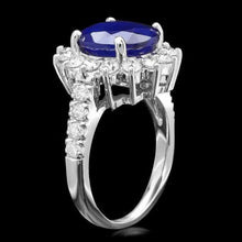 Load image into Gallery viewer, 5.70 Carats Natural Blue Sapphire and Diamond 14K Solid White Gold Ring