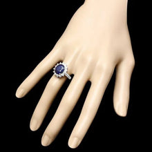 Load image into Gallery viewer, 5.70 Carats Natural Blue Sapphire and Diamond 14K Solid White Gold Ring