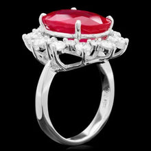 Load image into Gallery viewer, 13.30 Carats Natural Red Ruby and Diamond 14K Solid White Gold Ring