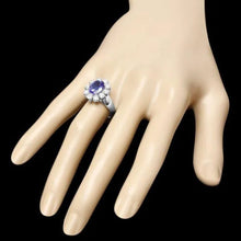 Load image into Gallery viewer, 3.70 Carats Natural Tanzanite and Diamond 14K Solid White Gold Ring