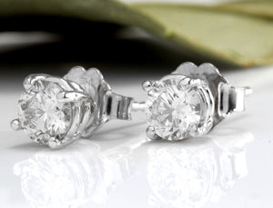Exquisite .70 Carats Natural VS2-SI1 Diamond 14K Solid White Gold Stud Earrings