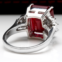 Load image into Gallery viewer, 13.00 Carats Impressive Natural Red Ruby and Diamond 14K White Gold Ring