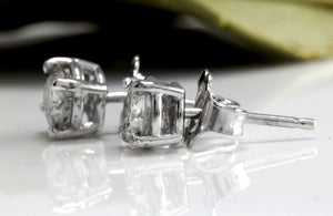Exquisite .70 Carats Natural VS2-SI1 Diamond 14K Solid White Gold Stud Earrings