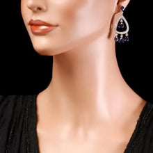Load image into Gallery viewer, 8.90 Carats Natural Sapphire and Diamond 14K Solid White Gold Earrings