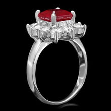 Load image into Gallery viewer, 4.50 Carats Natural Red Ruby and Diamond 14K Solid White Gold Ring