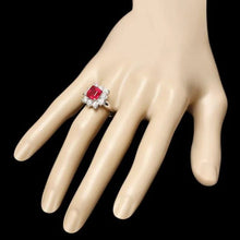 Load image into Gallery viewer, 4.50 Carats Natural Red Ruby and Diamond 14K Solid White Gold Ring