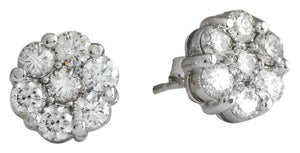 Exquisite 1.25 Carats Natural VS Diamond 14K Solid White Gold Stud Earrings