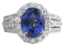Load image into Gallery viewer, 5.15 Carats Natural Very Nice Looking Tanzanite and Diamond 14K Solid White Gold Ring