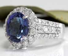 Load image into Gallery viewer, 5.15 Carats Natural Very Nice Looking Tanzanite and Diamond 14K Solid White Gold Ring