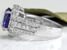 Load image into Gallery viewer, 5.15 Carats Natural Very Nice Looking Tanzanite and Diamond 14K Solid White Gold Ring