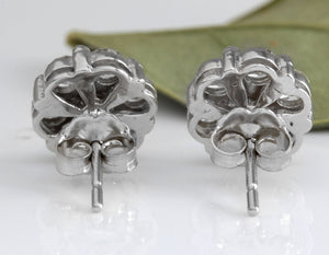 Exquisite 1.25 Carats Natural VS Diamond 14K Solid White Gold Stud Earrings