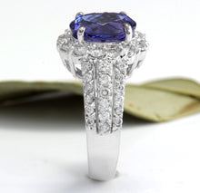 Load image into Gallery viewer, 5.15 Carats Natural Very Nice Looking Tanzanite and Diamond 14K Solid White Gold Ring