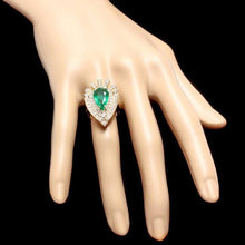 Load image into Gallery viewer, 4.70 Carats Natural Emerald &amp; Diamond 14k Solid Yellow Gold Ring